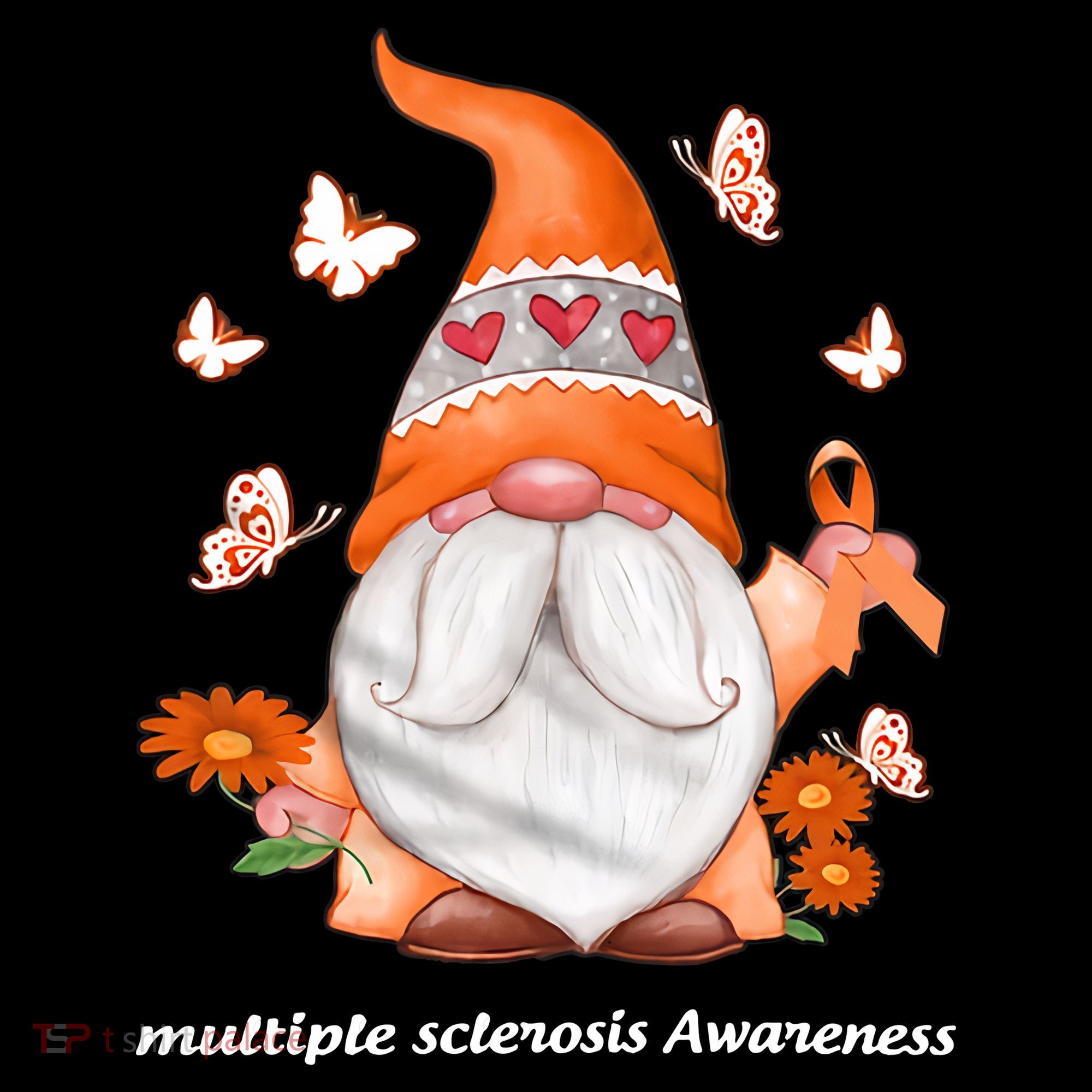 Gnome Multiple Sclerosis Awareness Orange Ribbon Gnome MS Warrior Kids Long Sleeve Shirt
