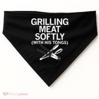 Grilling Meat Softly With His Tongs Funny Grilling Bbq Meaningful Gift USA-Made Doggie Bandana thumb 0