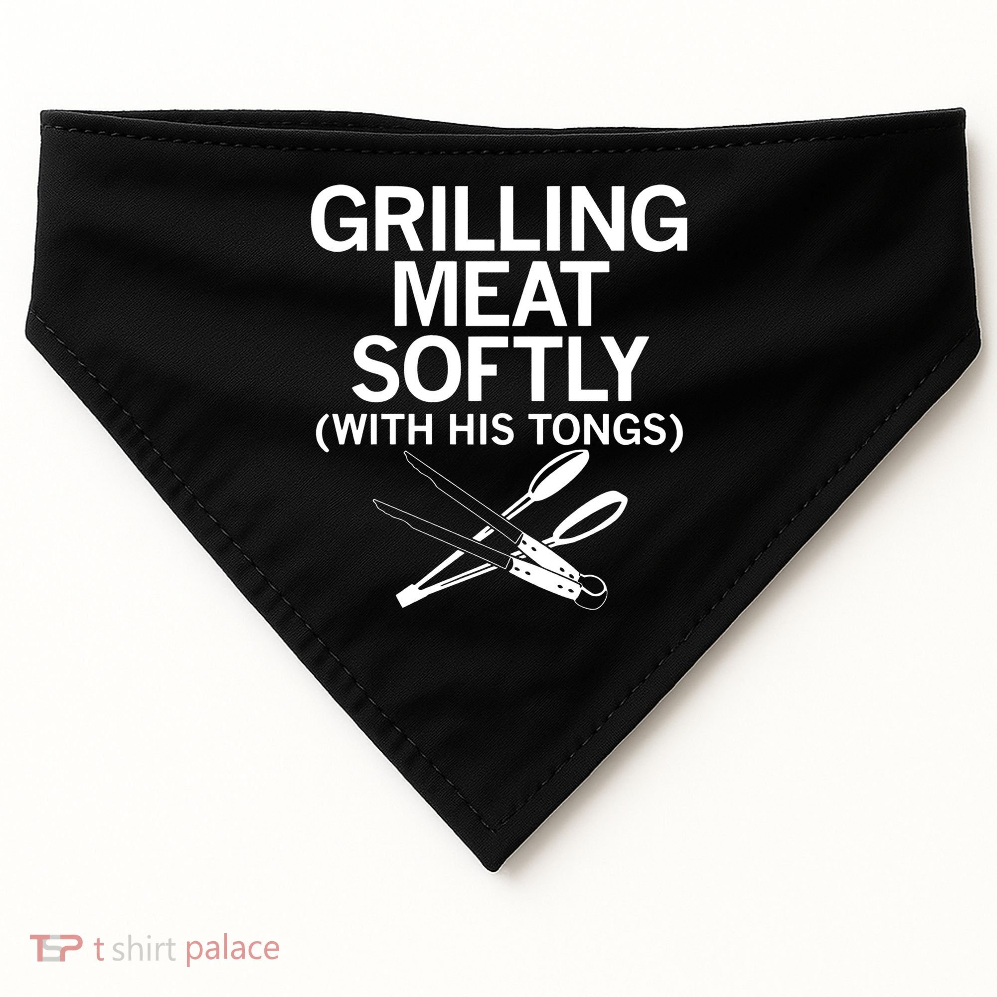Grilling Meat Softly With His Tongs Funny Grilling Bbq Meaningful Gift USA-Made Doggie Bandana