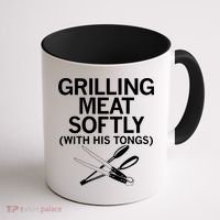 Grilling Meat Softly With His Tongs Funny Grilling Bbq Meaningful Gift Coffee Mug thumb 1