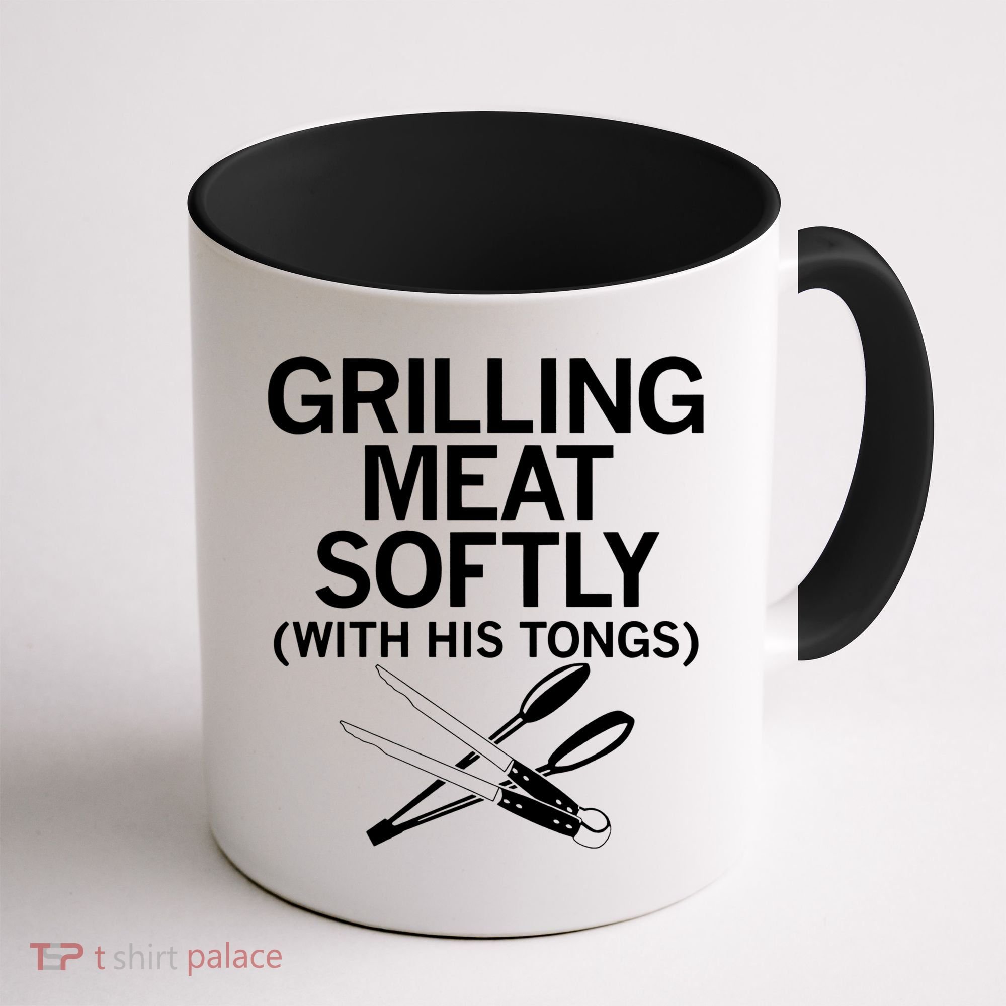 Grilling Meat Softly With His Tongs Funny Grilling Bbq Meaningful Gift Coffee Mug