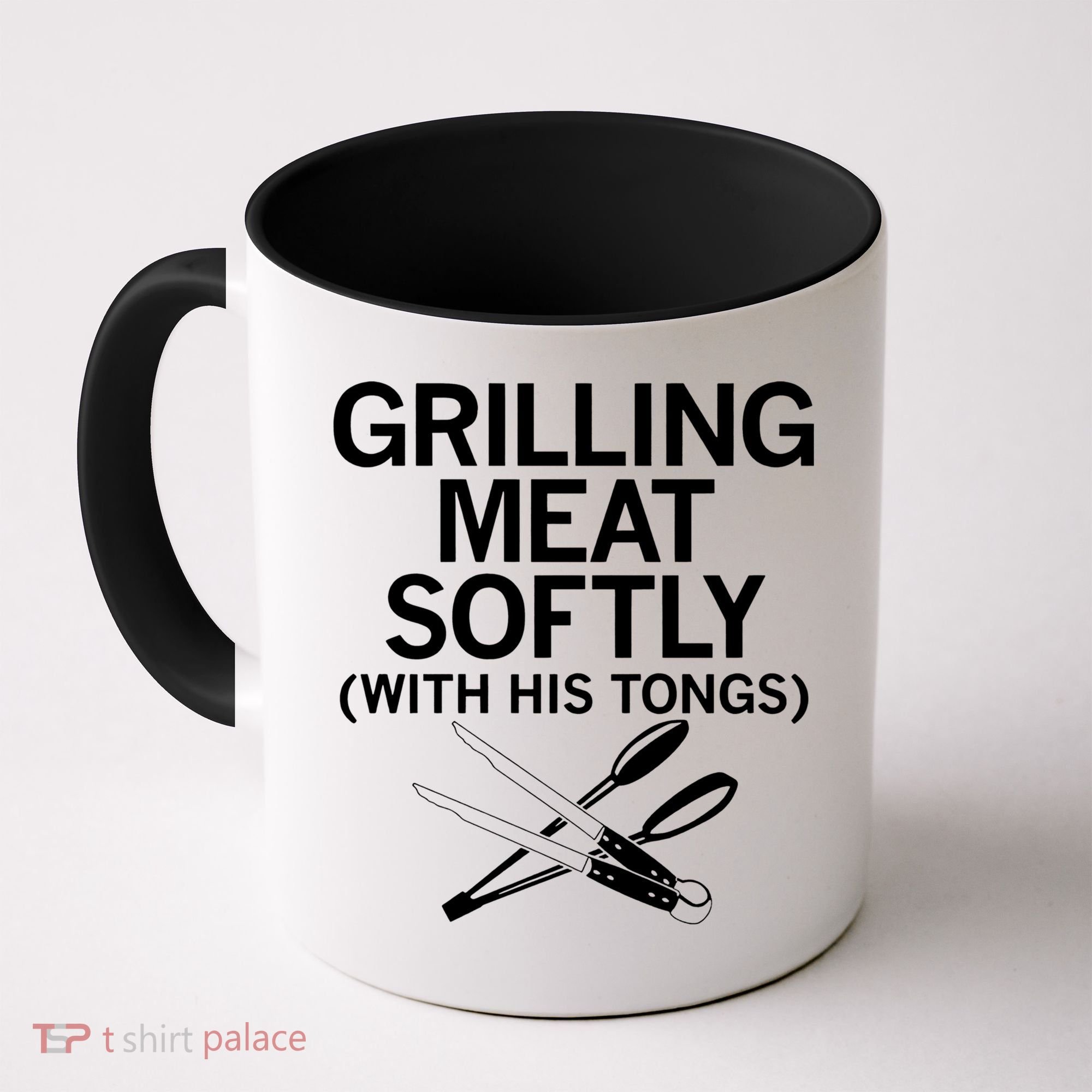 Grilling Meat Softly With His Tongs Funny Grilling Bbq Meaningful Gift Coffee Mug