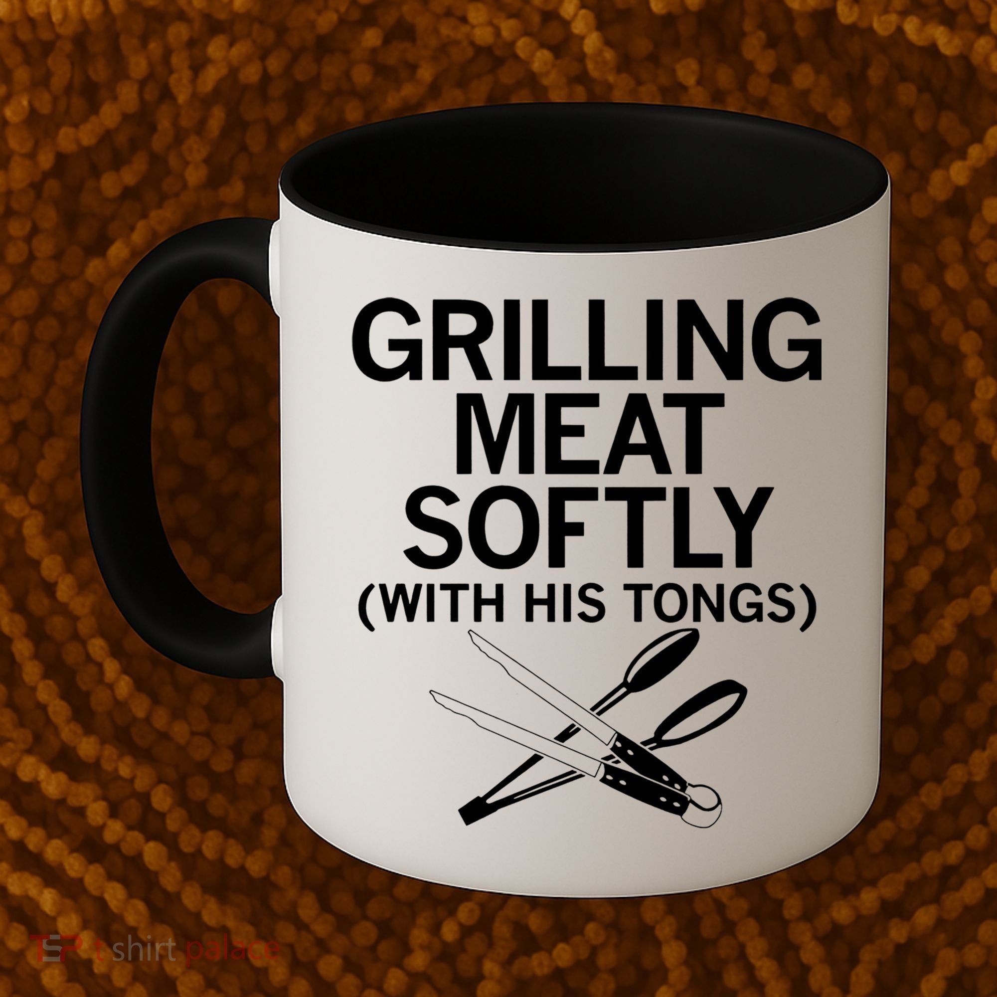 Grilling Meat Softly With His Tongs Funny Grilling Bbq Meaningful Gift Coffee Mug