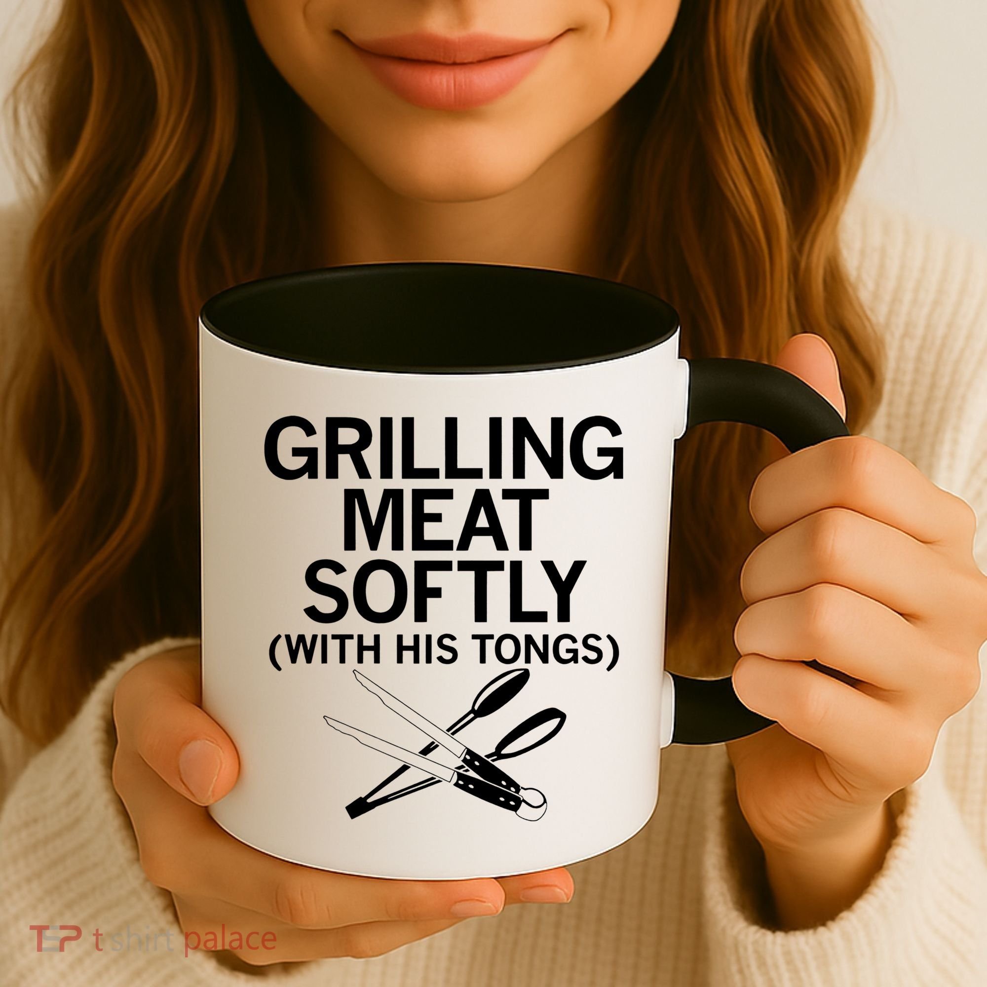 Grilling Meat Softly With His Tongs Funny Grilling Bbq Meaningful Gift Coffee Mug
