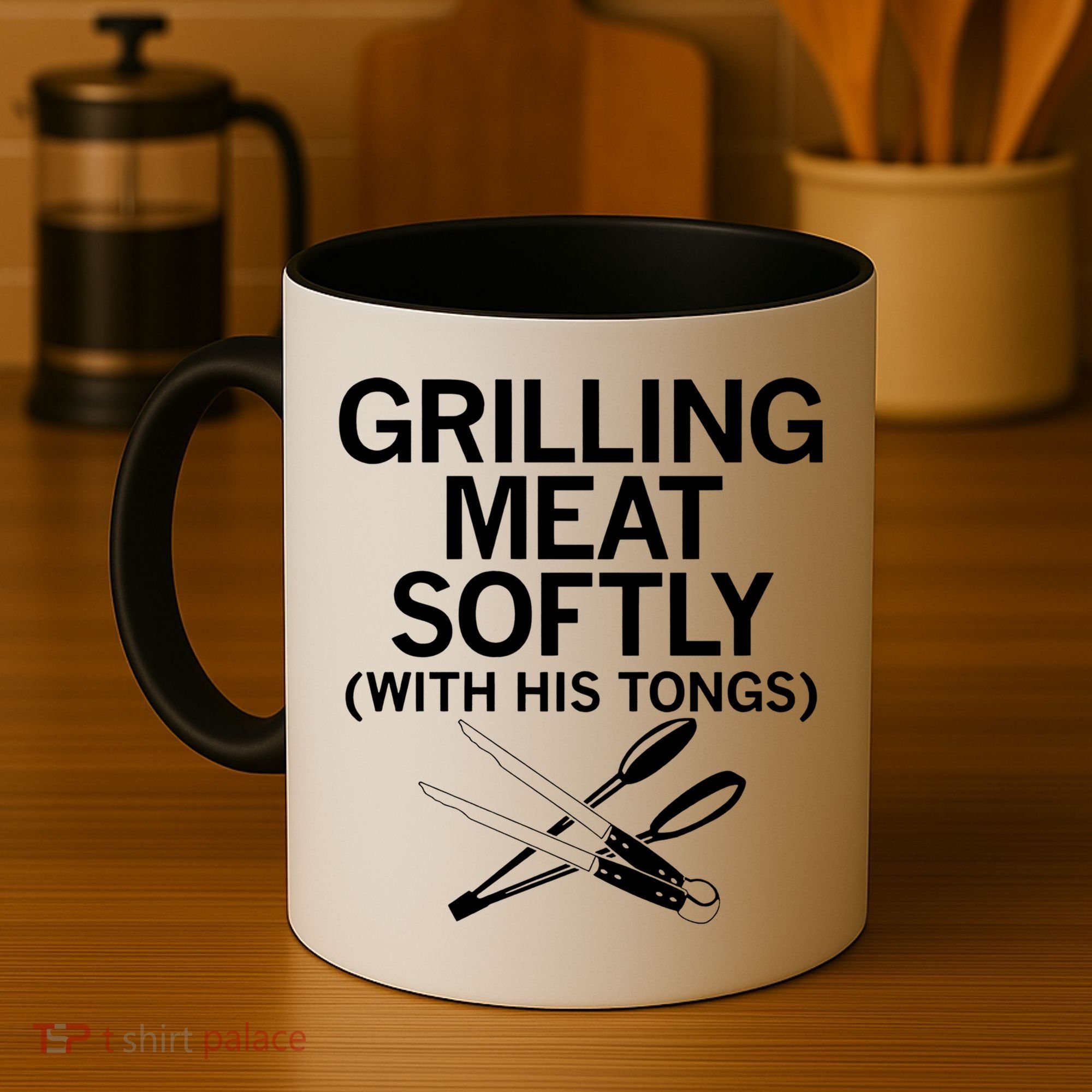 Grilling Meat Softly With His Tongs Funny Grilling Bbq Meaningful Gift Coffee Mug