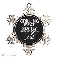 Grilling Meat Softly With His Tongs Funny Grilling Bbq Meaningful Gift Ornament thumb 0