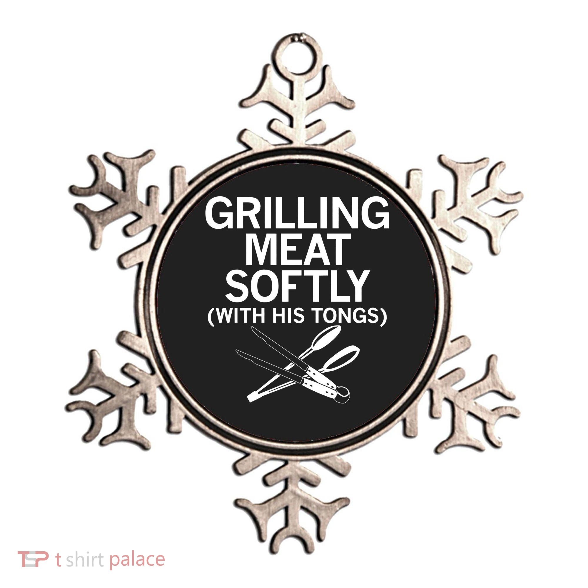Grilling Meat Softly With His Tongs Funny Grilling Bbq Meaningful Gift Ornament