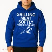 Grilling Meat Softly With His Tongs Funny Grilling Bbq Meaningful Gift Hoodie thumb 2