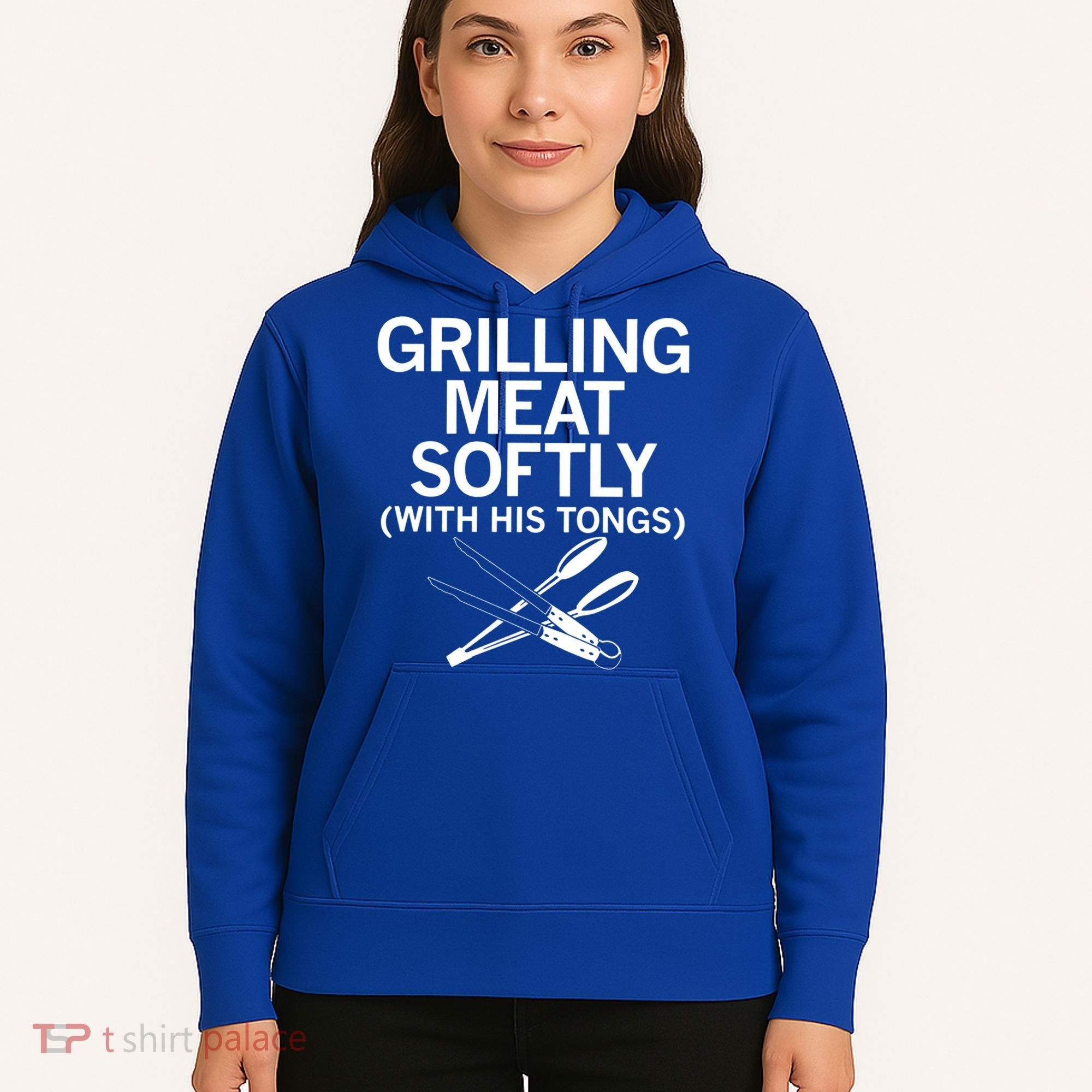 Grilling Meat Softly With His Tongs Funny Grilling Bbq Meaningful Gift Hoodie