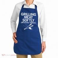 Grilling Meat Softly With His Tongs Funny Grilling Bbq Meaningful Gift Apron thumb 2