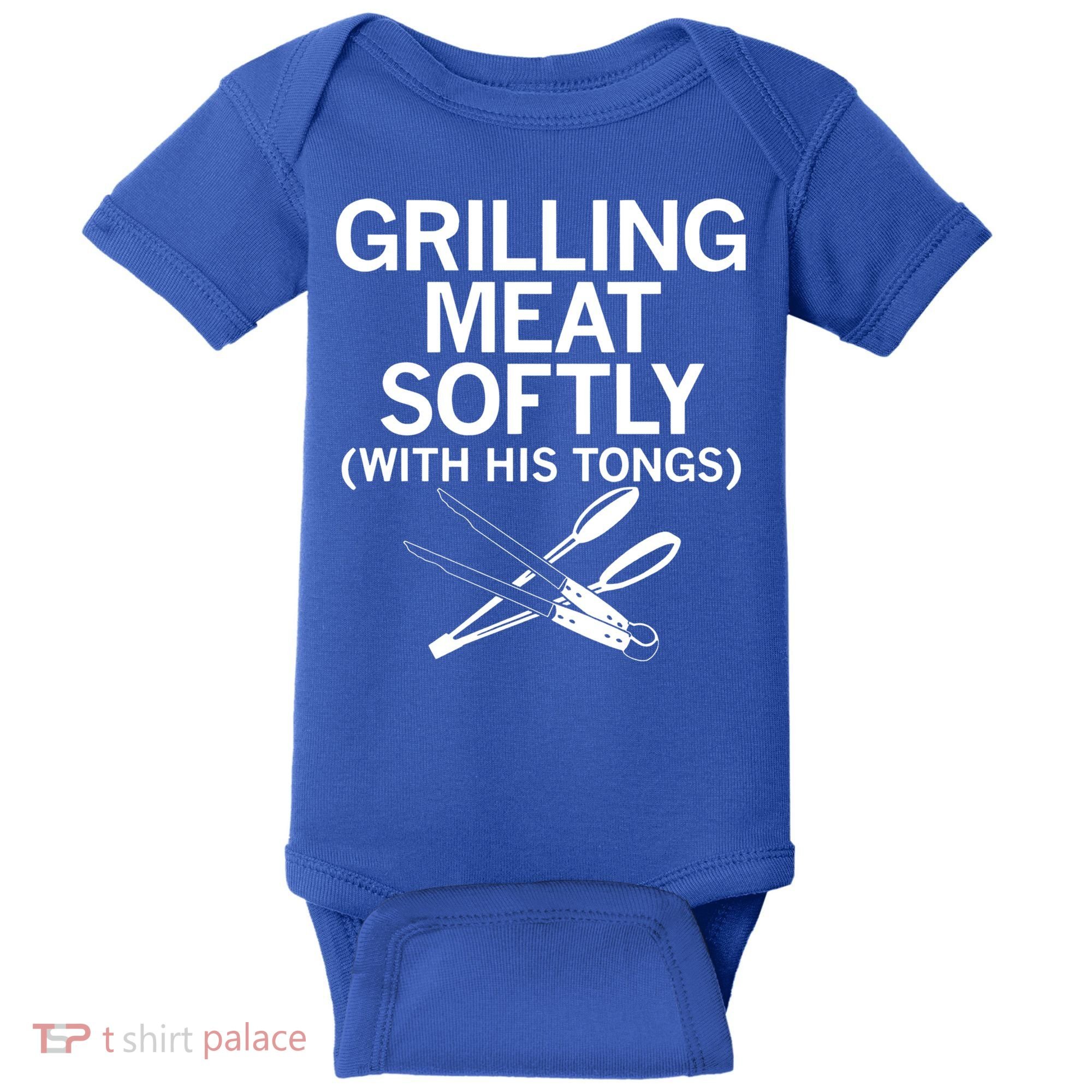 Grilling Meat Softly With His Tongs Funny Grilling Bbq Meaningful Gift Baby Bodysuit