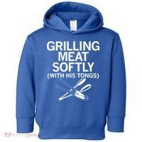 Grilling Meat Softly With His Tongs Funny Grilling Bbq Meaningful Gift Toddler Hoodie thumb 0