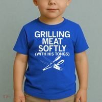 Grilling Meat Softly With His Tongs Funny Grilling Bbq Meaningful Gift Toddler T-Shirt thumb 2
