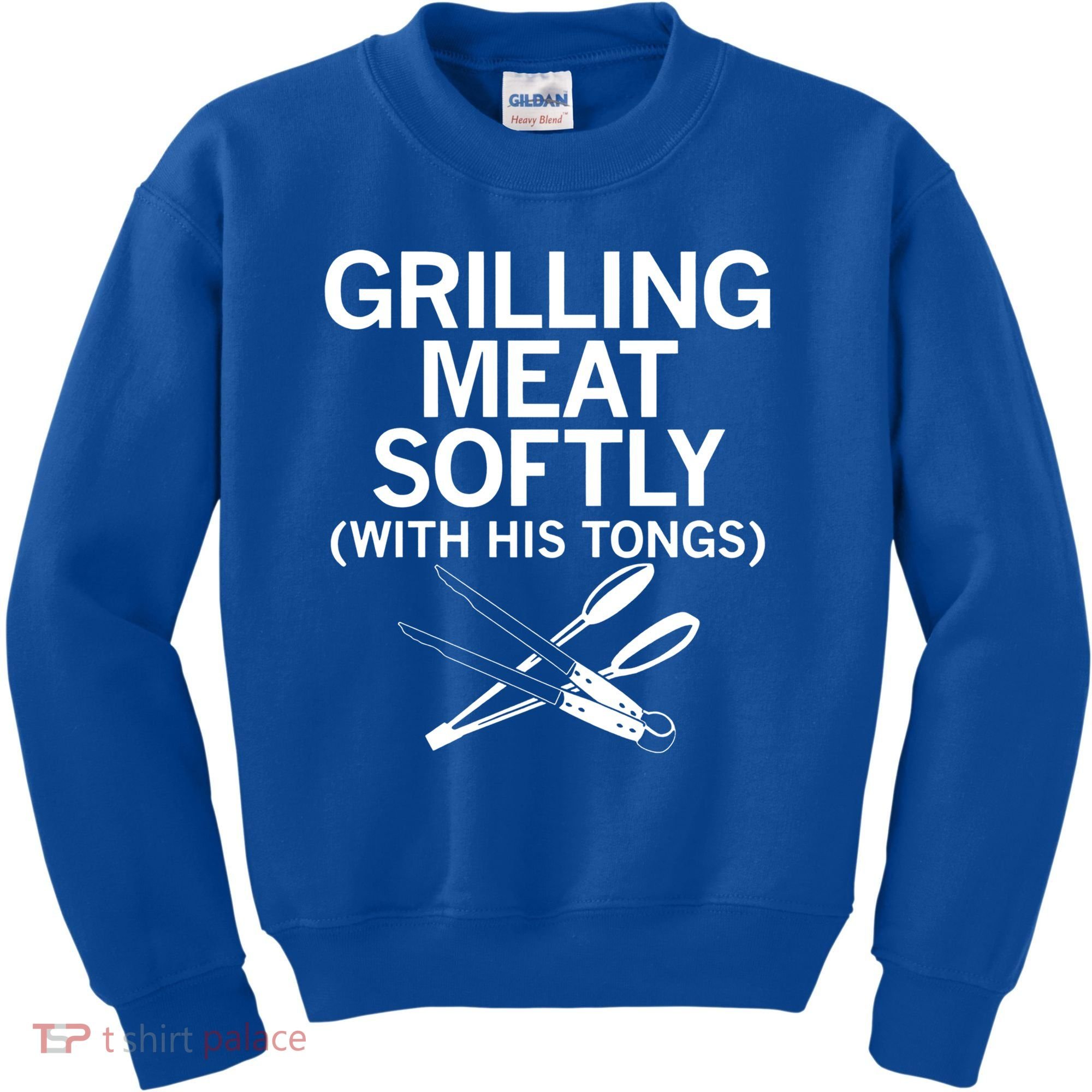 Grilling Meat Softly With His Tongs Funny Grilling Bbq Meaningful Gift Kids Sweatshirt