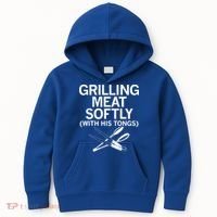 Grilling Meat Softly With His Tongs Funny Grilling Bbq Meaningful Gift Kids Hoodie thumb 0