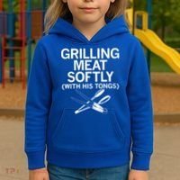 Grilling Meat Softly With His Tongs Funny Grilling Bbq Meaningful Gift Kids Hoodie thumb 3