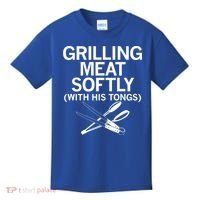 Grilling Meat Softly With His Tongs Funny Grilling Bbq Meaningful Gift Kids T-Shirt thumb 0