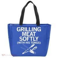 Grilling Meat Softly With His Tongs Funny Grilling Bbq Meaningful Gift Tote Bag thumb 0