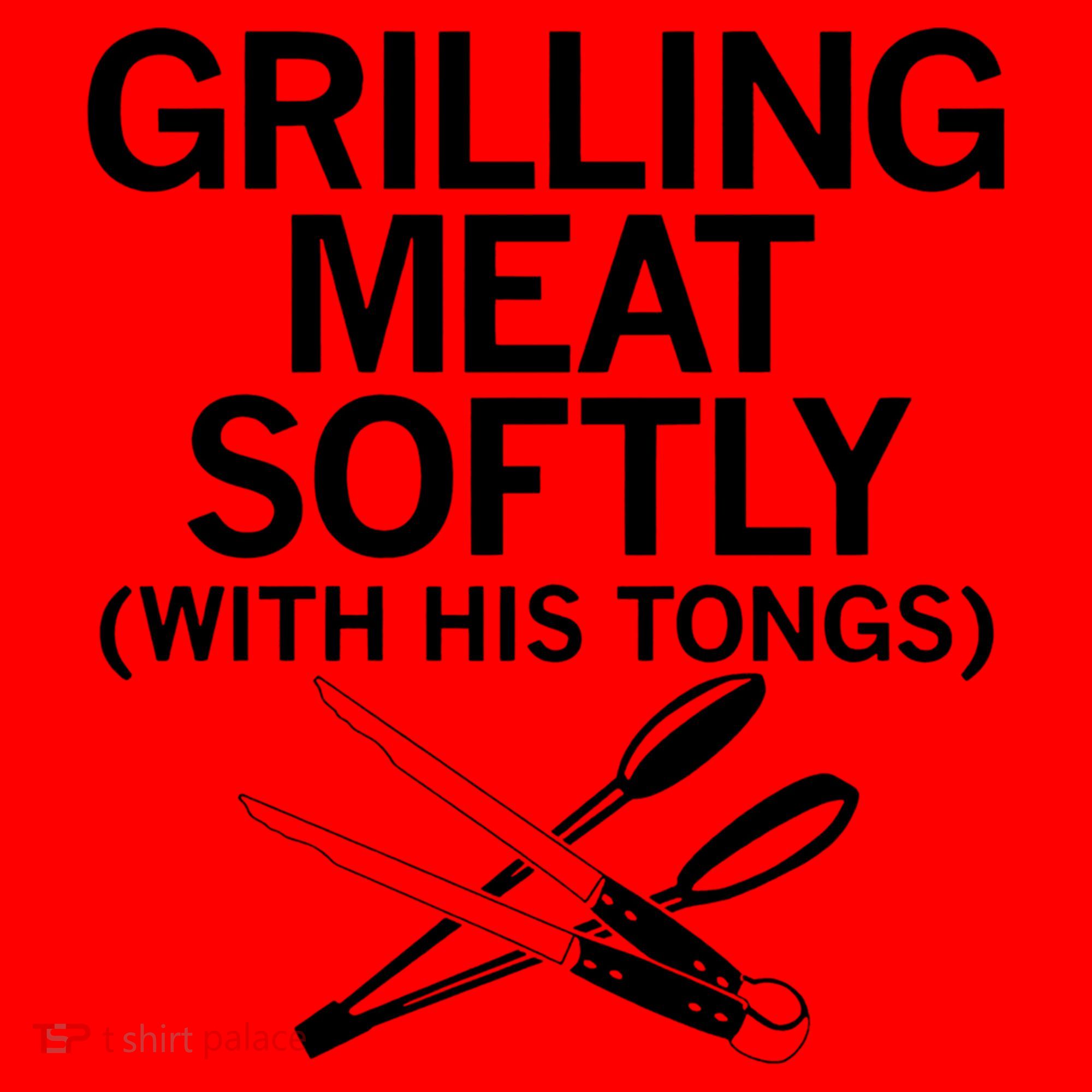 Grilling Meat Softly With His Tongs Funny Grilling Bbq Meaningful Gift Santa Hat
