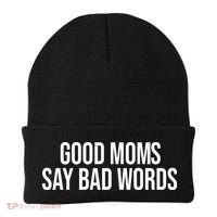 Good Moms Say Bad Words Funny Mom Beanie thumb 0