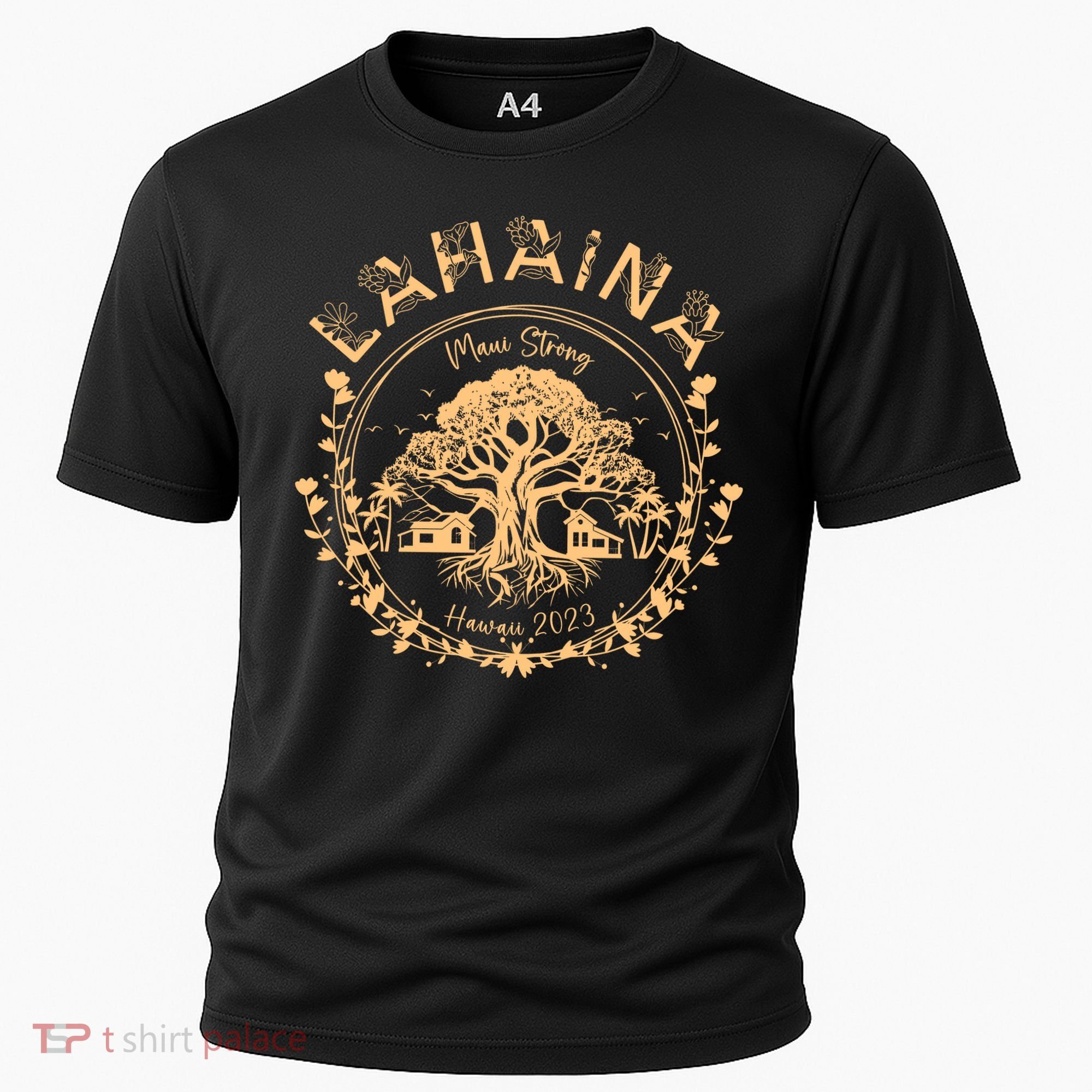 Golden Maui Strong Lahaina Strong Banyan Tree Cooling Performance Crew T-Shirt