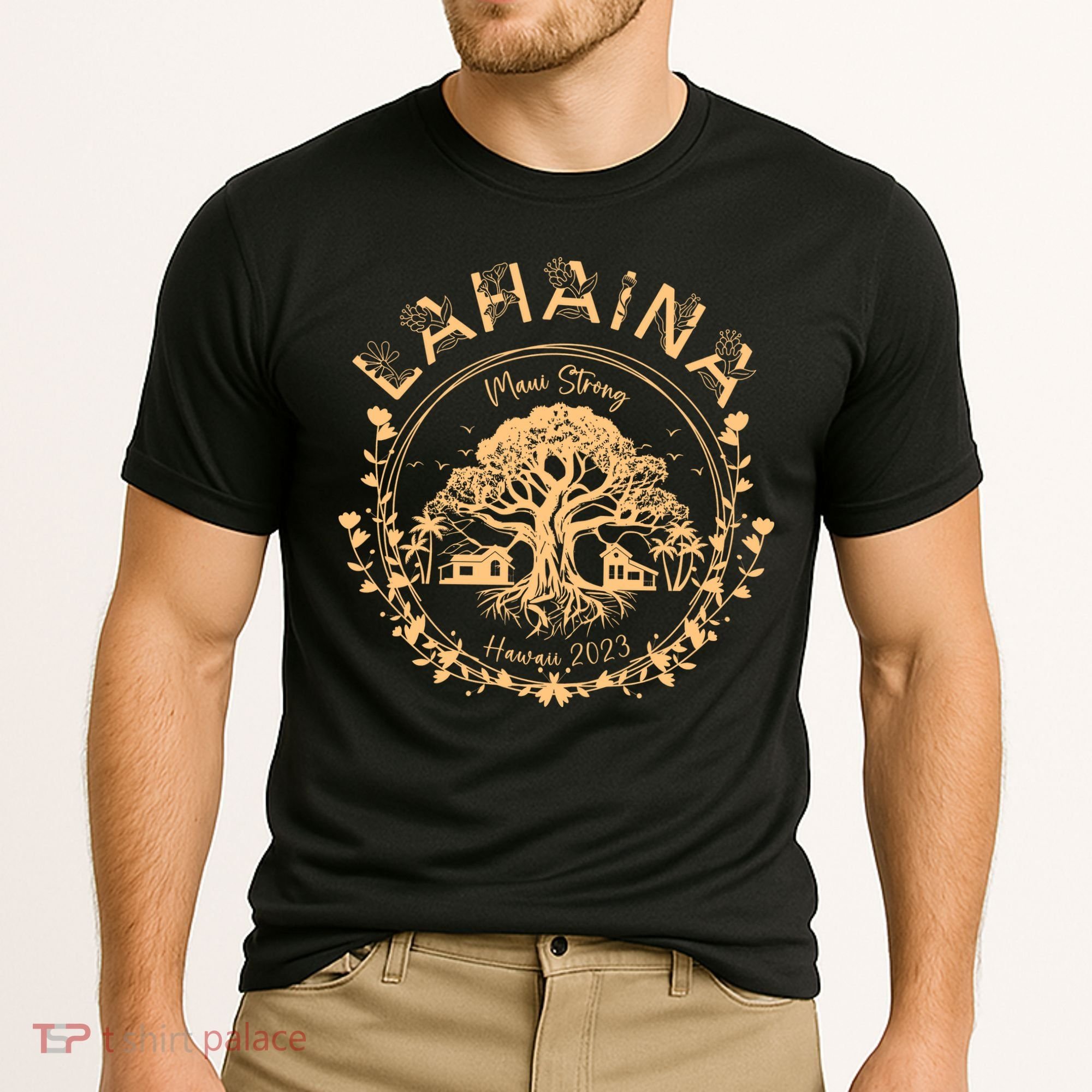 Golden Maui Strong Lahaina Strong Banyan Tree Cooling Performance Crew T-Shirt