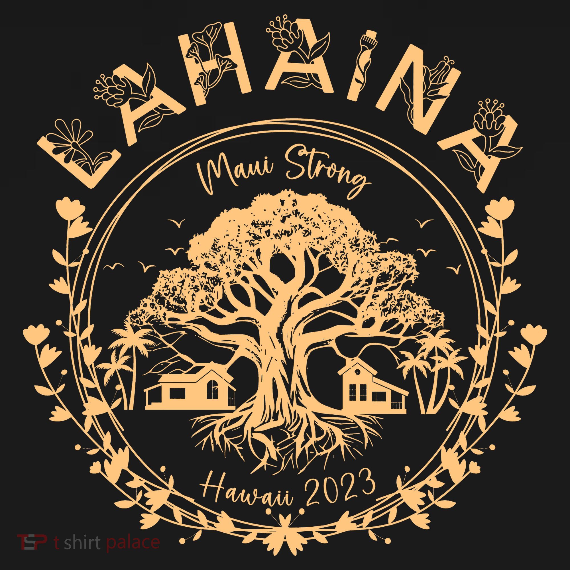 Golden Maui Strong Lahaina Strong Banyan Tree Cooling Performance Crew T-Shirt
