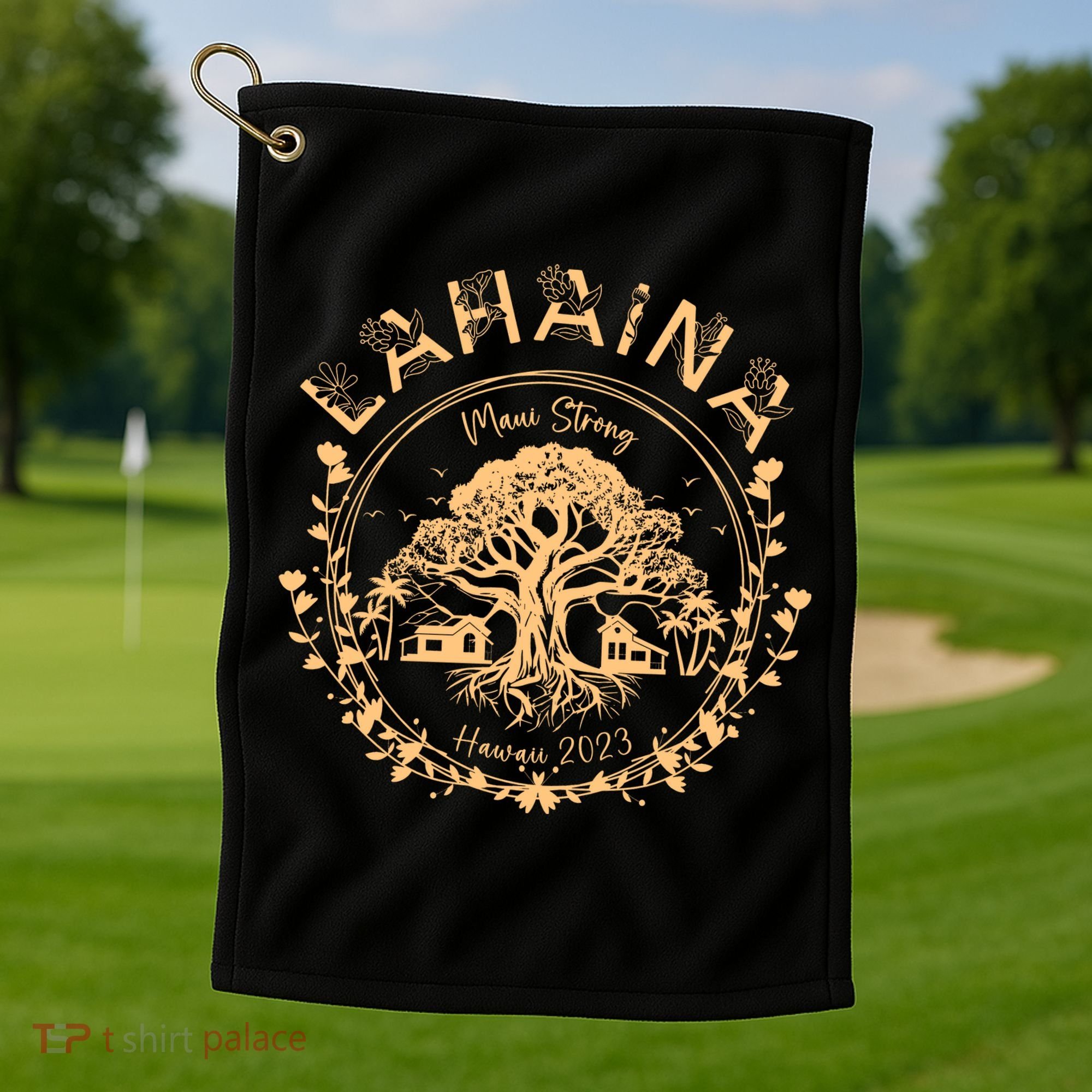 Golden Maui Strong Lahaina Strong Banyan Tree Golf Towel