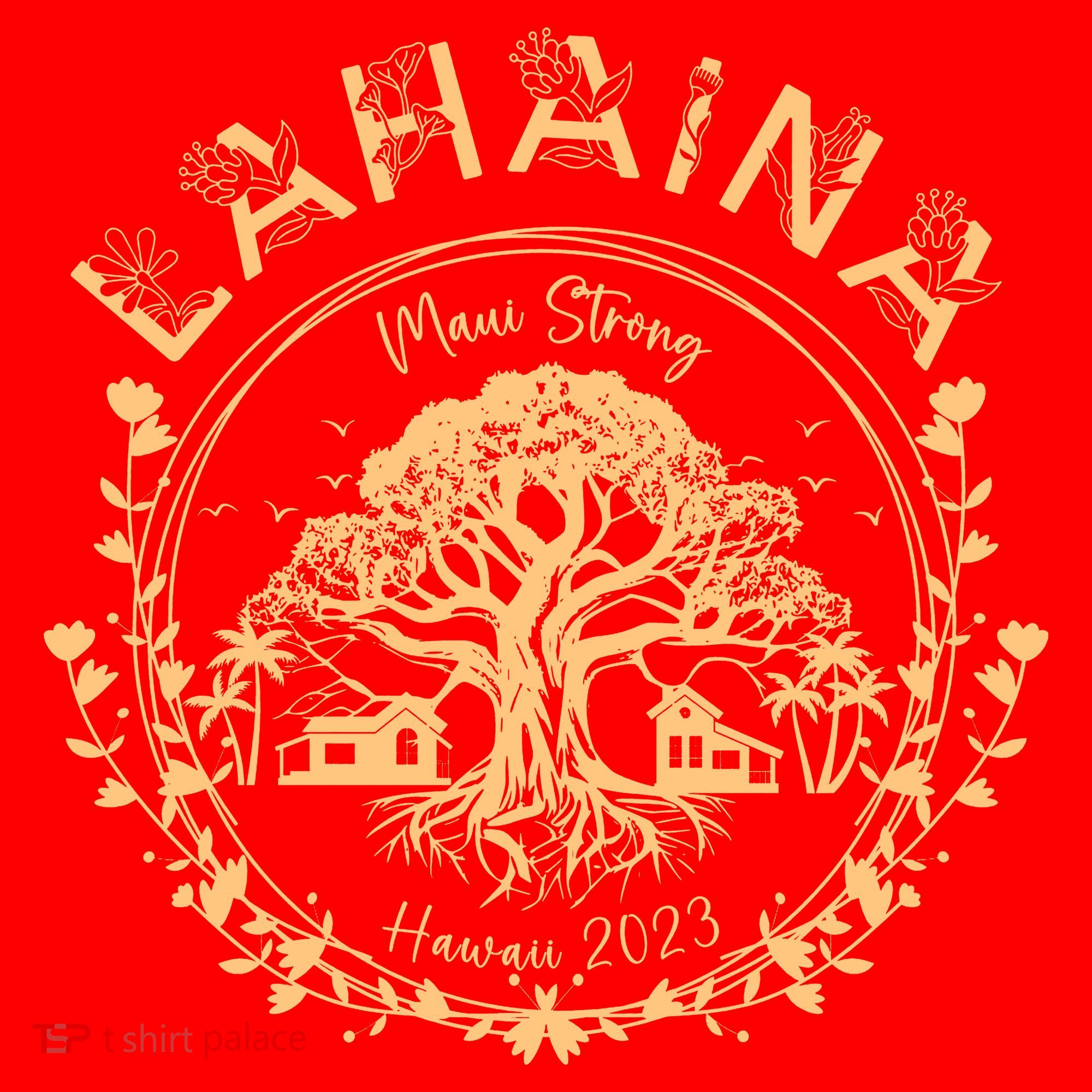 Golden Maui Strong Lahaina Strong Banyan Tree Santa Hat