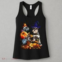 Grey Miniature Schnauzer Witch Hat Spooky Pumpkin Halloween Women's Tank Top thumb 3