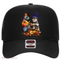 Grey Miniature Schnauzer Witch Hat Spooky Pumpkin Halloween Hat thumb 0