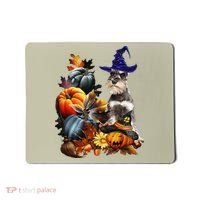 Grey Miniature Schnauzer Witch Hat Spooky Pumpkin Halloween Mousepad thumb 0