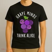 Grape Minds Think Alike Funny Fruit Pun T-Shirt thumb 3