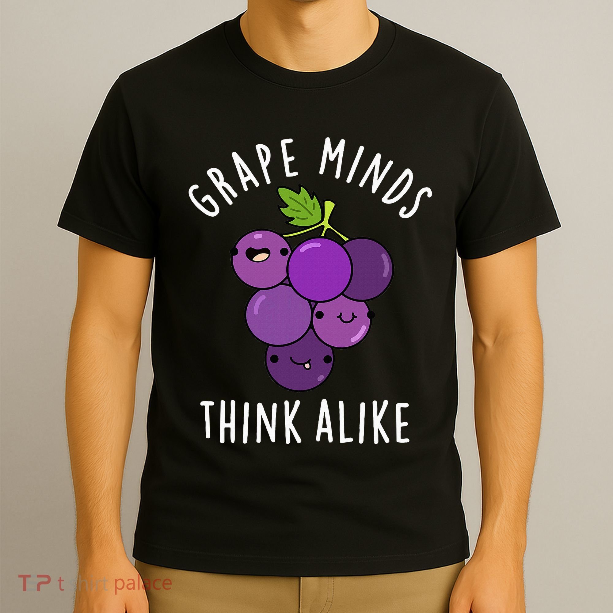 Grape Minds Think Alike Funny Fruit Pun T-Shirt