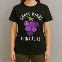 Grape Minds Think Alike Funny Fruit Pun T-Shirt thumb 4