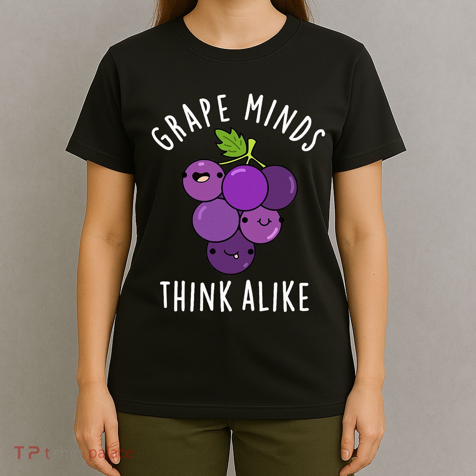 Grape Minds Think Alike Funny Fruit Pun T-Shirt
