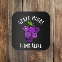 Grape Minds Think Alike Funny Fruit Pun Coaster thumb 0