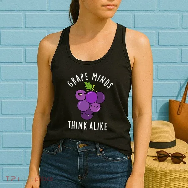 Grape Minds Think Alike Funny Fruit Pun Women's Tank Top
