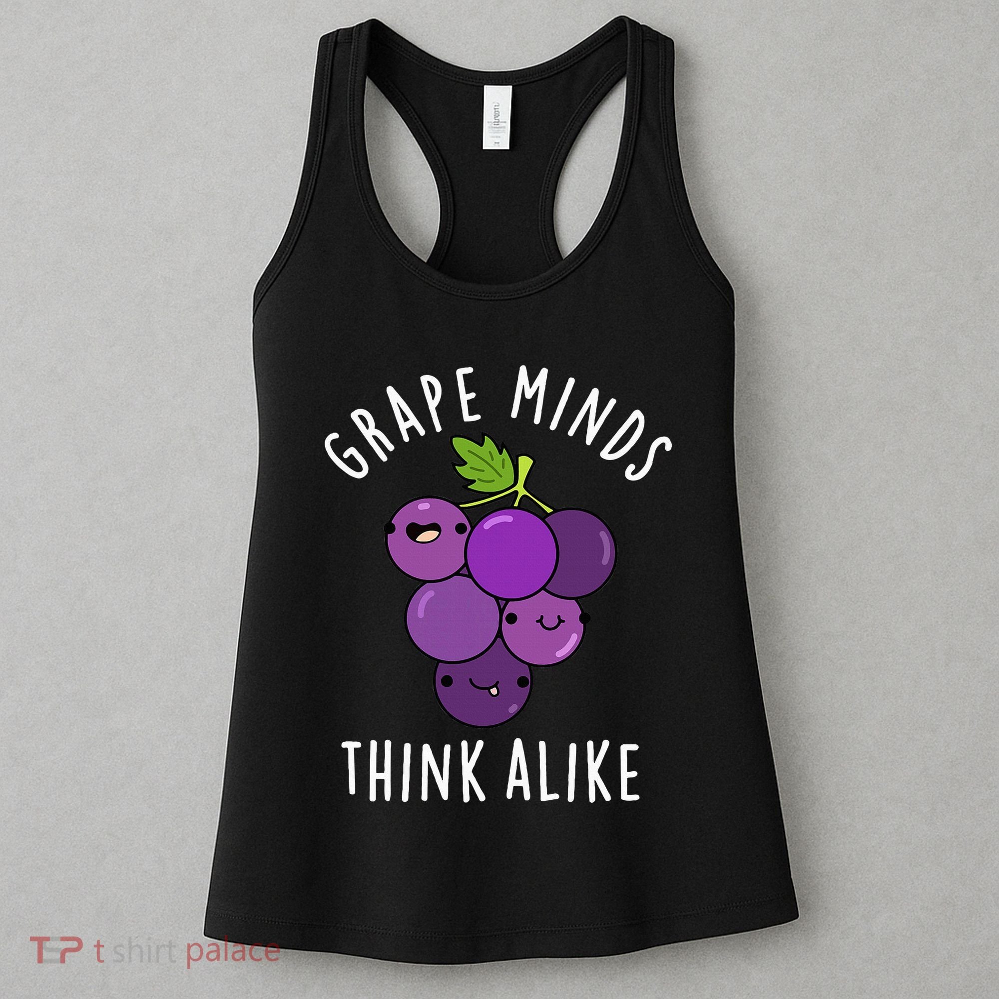 Grape Minds Think Alike Funny Fruit Pun Women's Tank Top