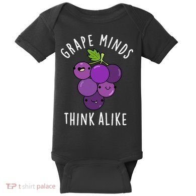 Grape Minds Think Alike Funny Fruit Pun Baby Bodysuit