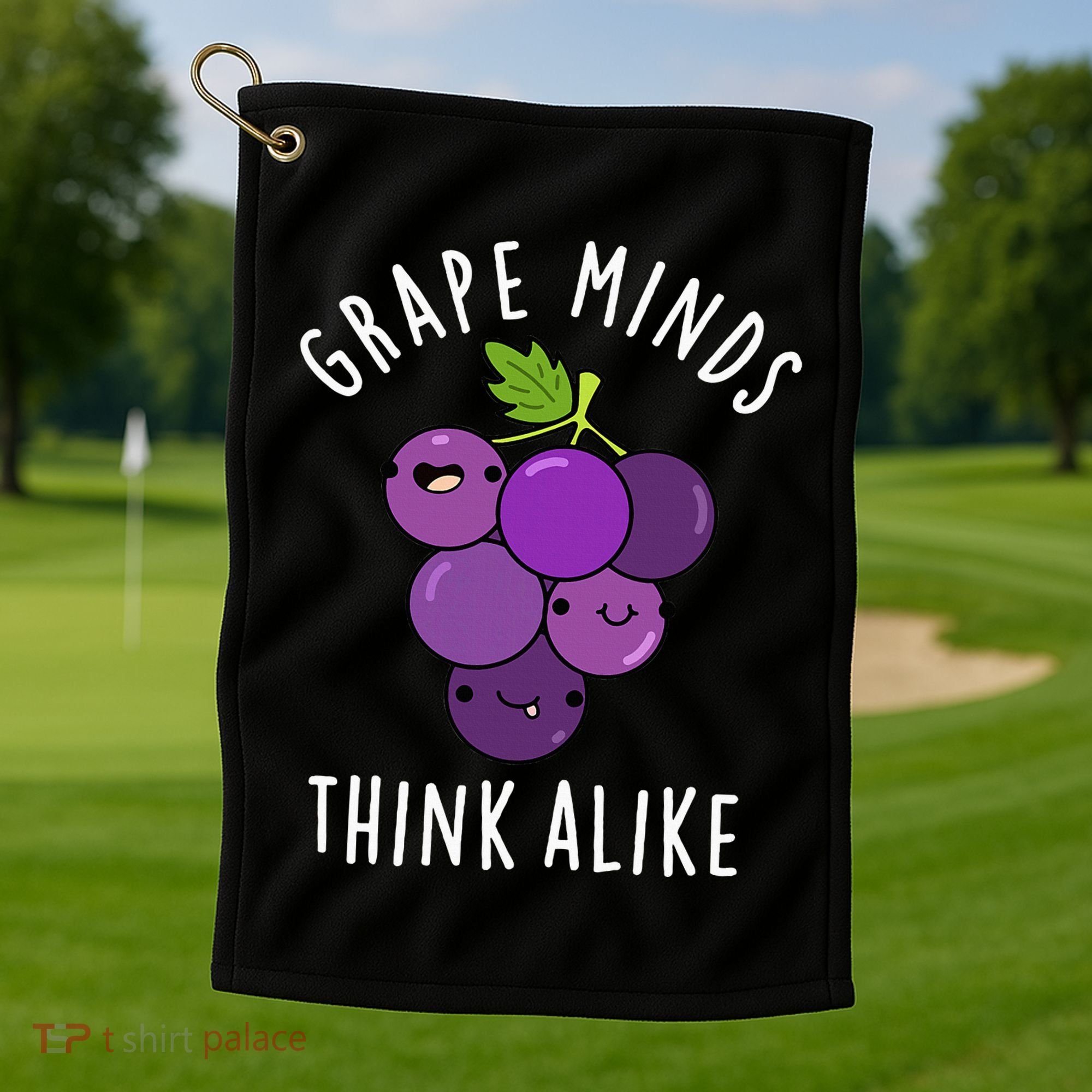 Grape Minds Think Alike Funny Fruit Pun Golf Towel