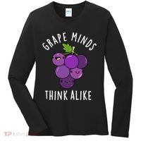 Grape Minds Think Alike Funny Fruit Pun Women's Long Sleeve Shirt thumb 0