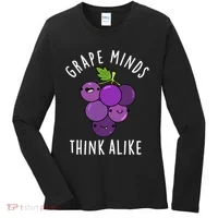 Grape Minds Think Alike Funny Fruit Pun Women's Long Sleeve Shirt thumb 0