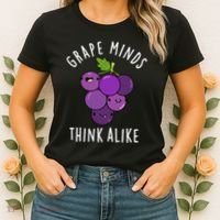 Grape Minds Think Alike Funny Fruit Pun Women's T-Shirt thumb 2