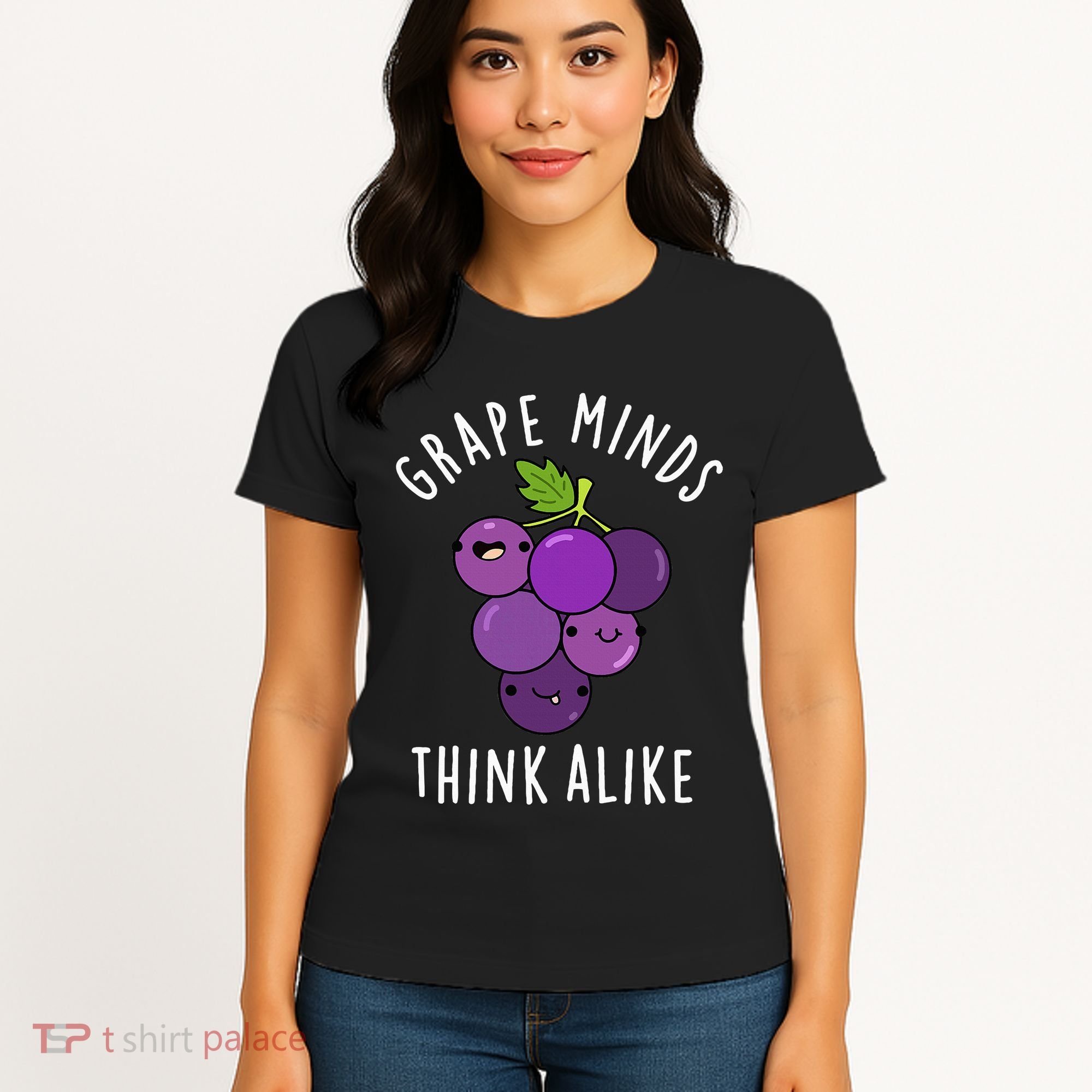 Grape Minds Think Alike Funny Fruit Pun Women's T-Shirt