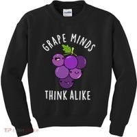 Grape Minds Think Alike Funny Fruit Pun Kids Sweatshirt thumb 0