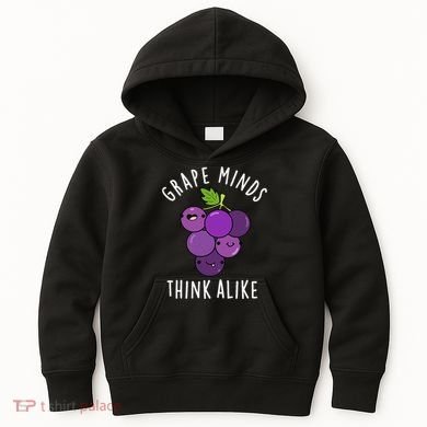 Grape Minds Think Alike Funny Fruit Pun Kids Hoodie