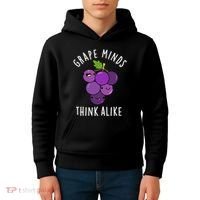 Grape Minds Think Alike Funny Fruit Pun Kids Hoodie thumb 4