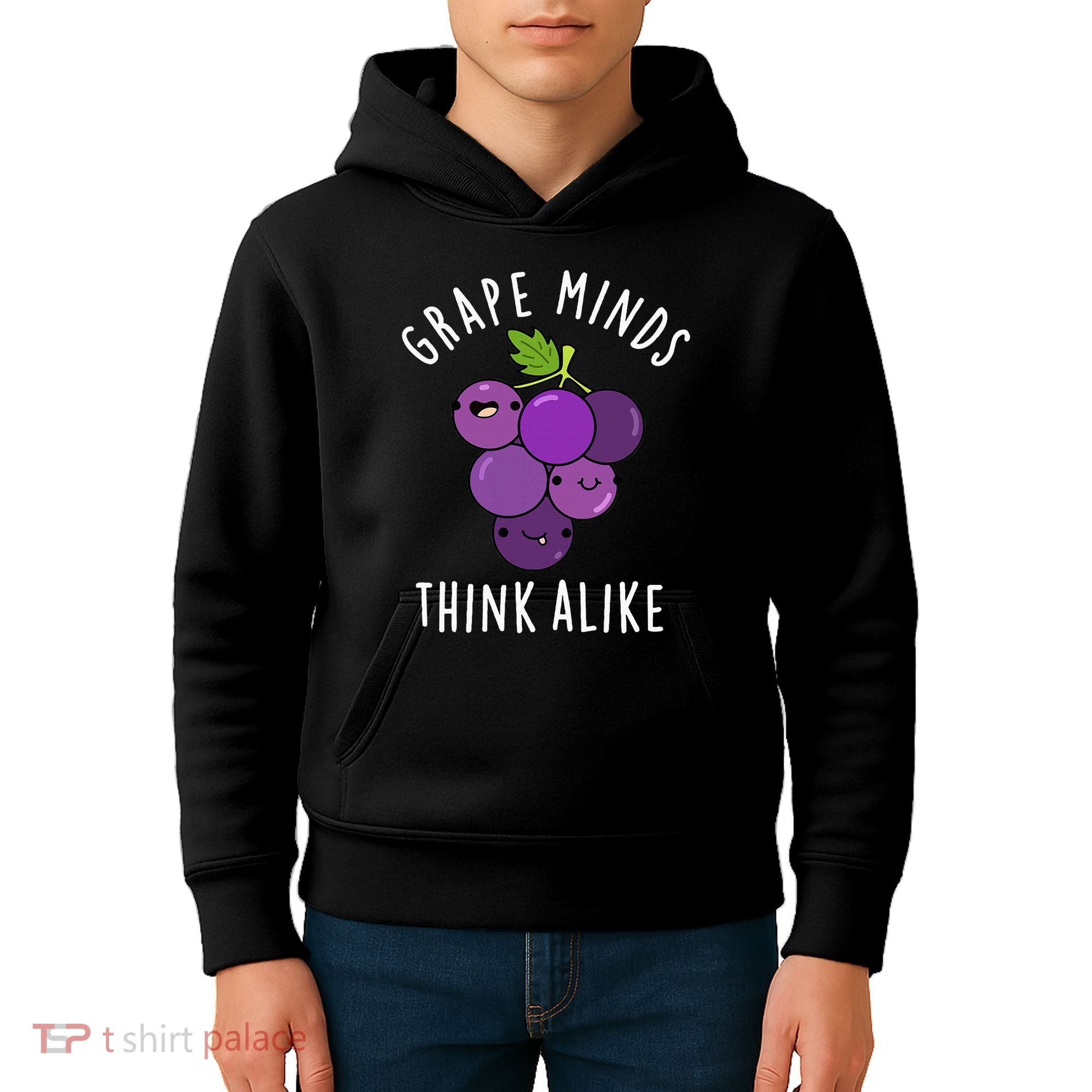 Grape Minds Think Alike Funny Fruit Pun Kids Hoodie