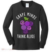 Grape Minds Think Alike Funny Fruit Pun Kids Long Sleeve Shirt thumb 0